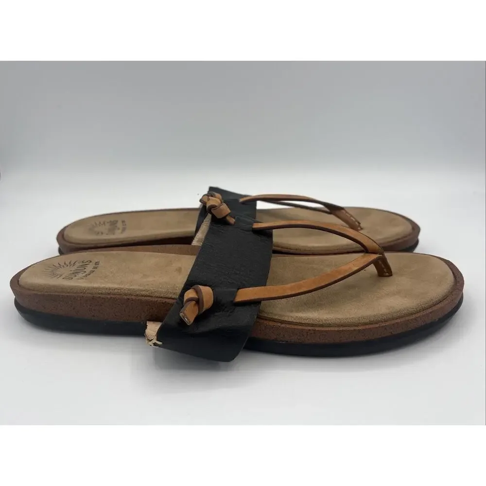 GH Bass & Co Sunjuns Shannon Sandals Womens Size‎ 9.5 Brown Thong Flip Flop